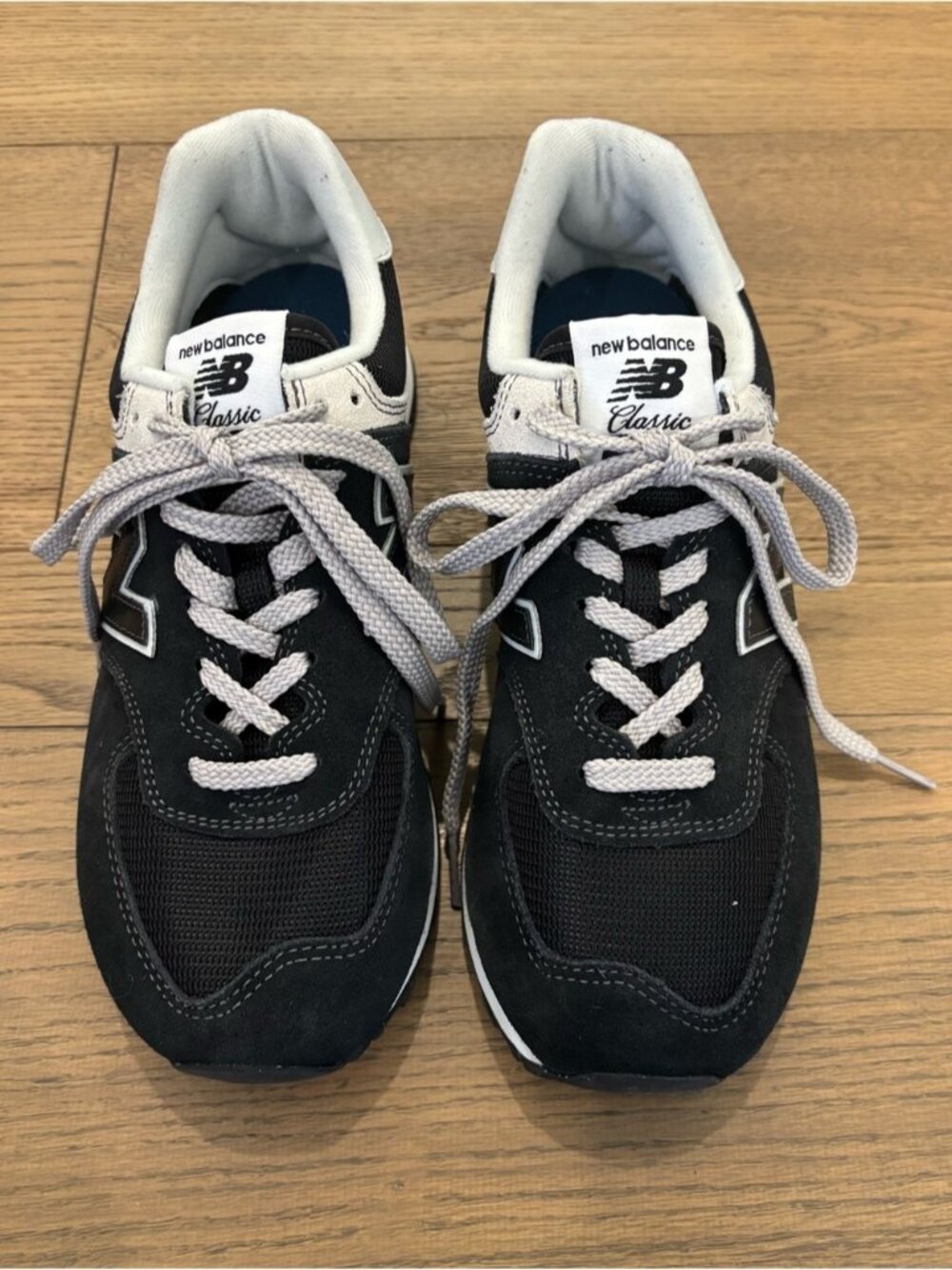 New Balance 574 Black & Gray Women's Athletic Sneakers run comfort travel active